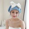 Absorbent Hair Drying Cap Quick Dry Microfiber Hair Towel Wrap Shower Cap Wet Hair Drying Turban with Bow Tie for Women Girls
