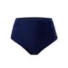 European & American Women's Ruched Solid Triangle Bikini Swimsuit