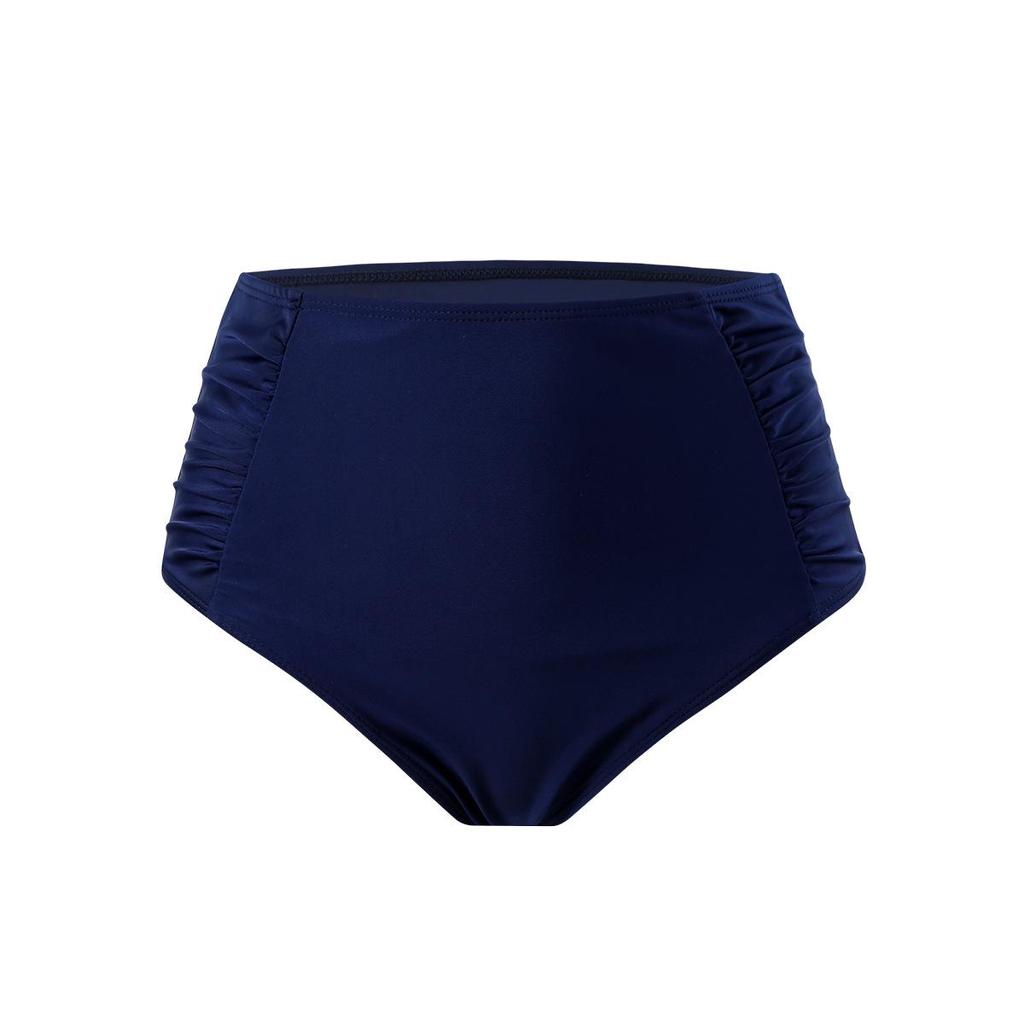 European & American Women's Ruched Solid Triangle Bikini Swimsuit