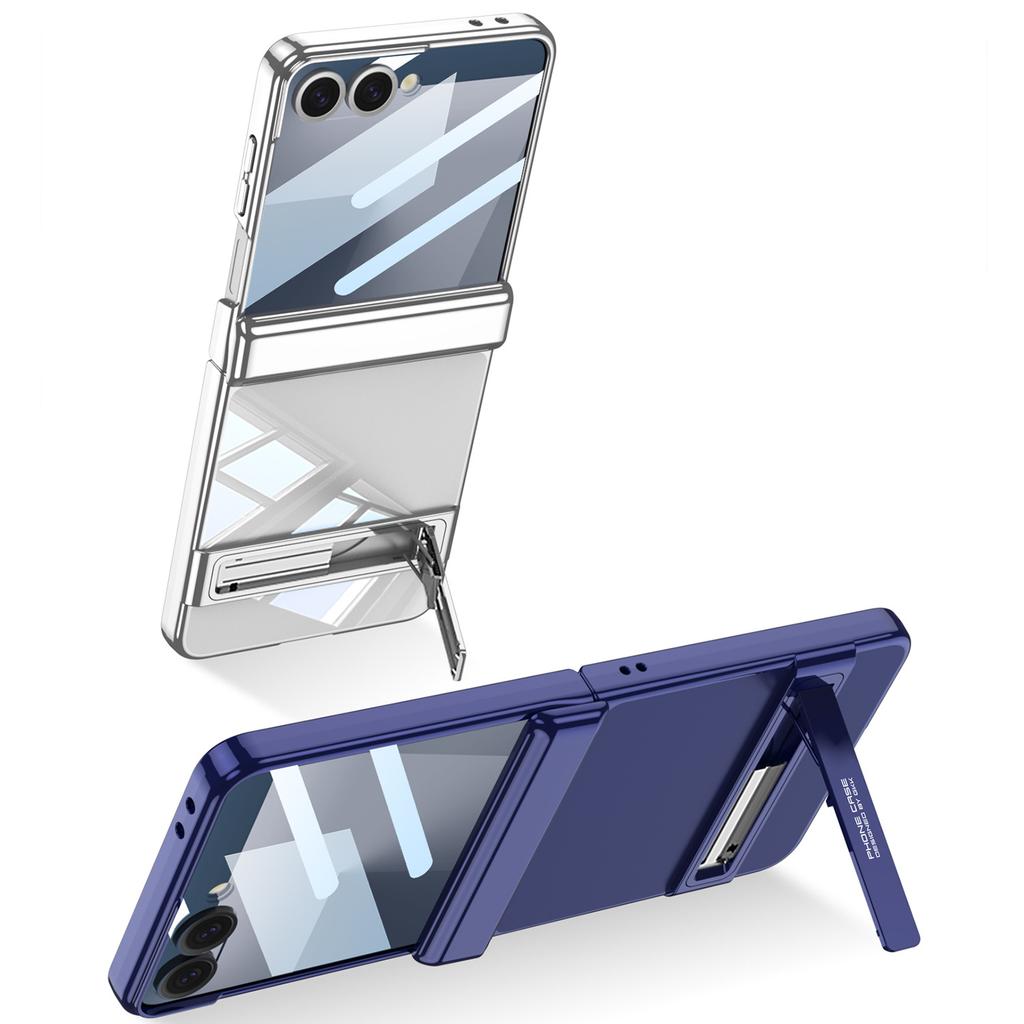 Samsung ZFlip7 Mobile Phone Case Folding Screen Electroplating Magnetic Suction Full Pack Bracket Shell Film Shaft Protection Case Hard Shell