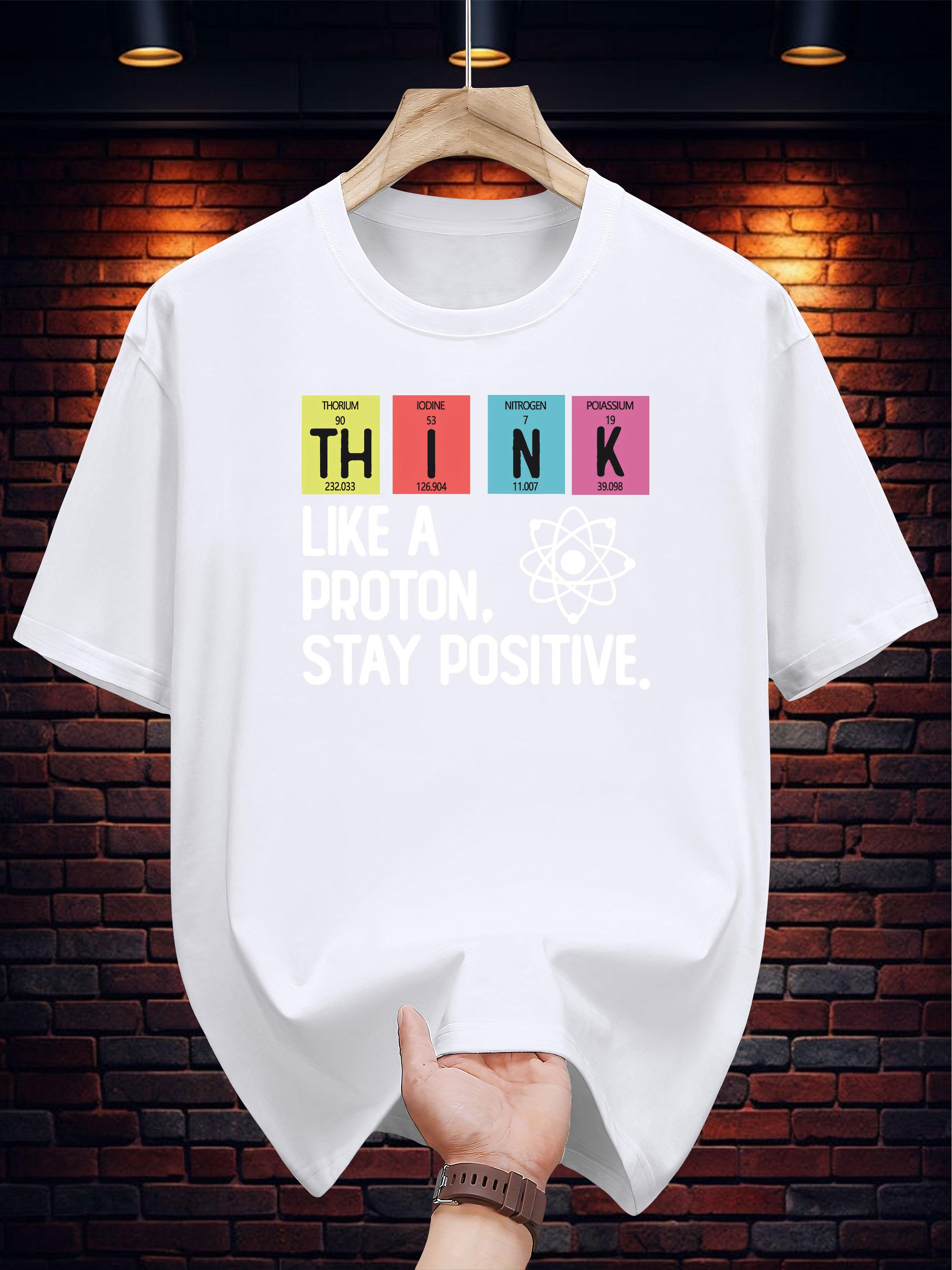 T-shirt with Science Motivational Print & Atomic Symbols - Navy Blue Casual Summer Tee S