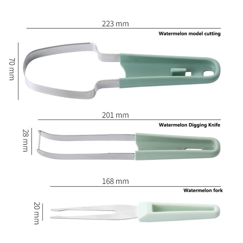 Stainless Steel 3-in-1 Watermelon Cutter Slicer Tool Water Melon Fork Popsicle Watermelon Knife Fruit Cutter Kitchen Gadgets