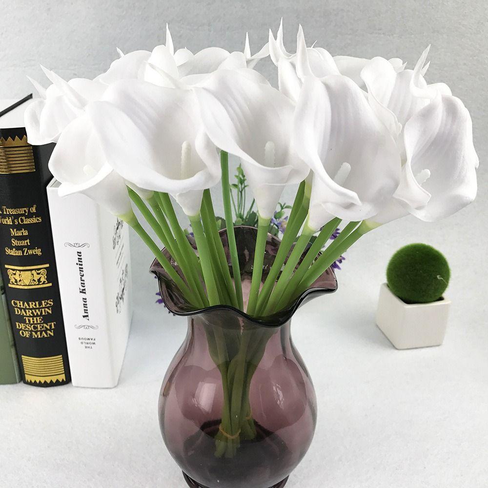 10Pcs Lifelike Real Touch Calla Lily Artificial Flowers Fake Calla Lily  Wedding Bouquet