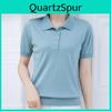 Ice Shirt Womens Silk Knitted Short Sleeve Tshirt Summer New Collection Collar Stylish Loose Polo Shirt