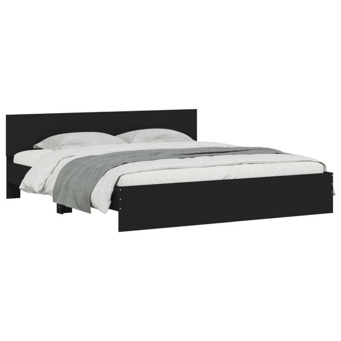 VidaXL Bed Frame with Headboard Black 200x200 Cm 3207456