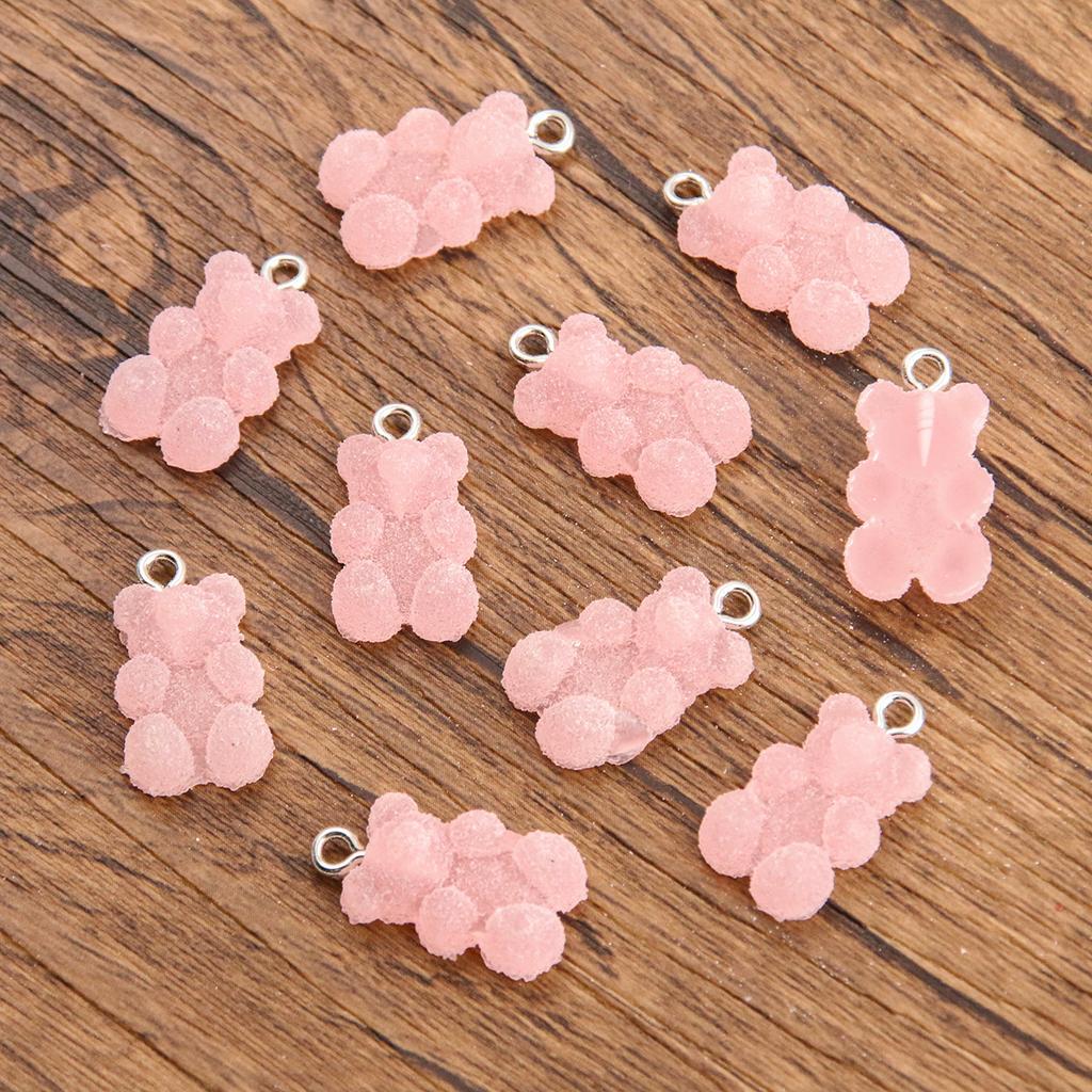 10pcs 11x21mm Cartoon Candy Colors Little Bear Resin Gummy Pendants Jewelry Making Drop Earrings Necklaces DIY Accessories