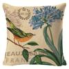 Village Style Rural Flower And Bird Sofa Pillow Cover Linen Spring Cushion Cover Car Waist Backrest Cover