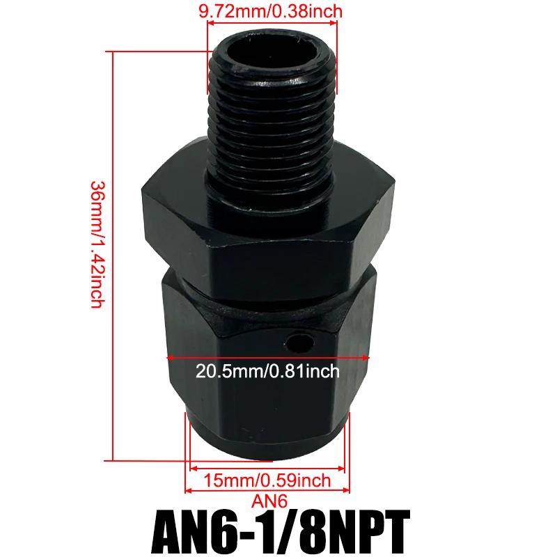 

AN4 AN6 AN8 To 1/4NPT 1/2NPT 1/8 NPT 3/8NPT Female Flare Swivel To Male Adapter Fitting Union Straight Thread Hose Fitting Black AN6-1 8NPT