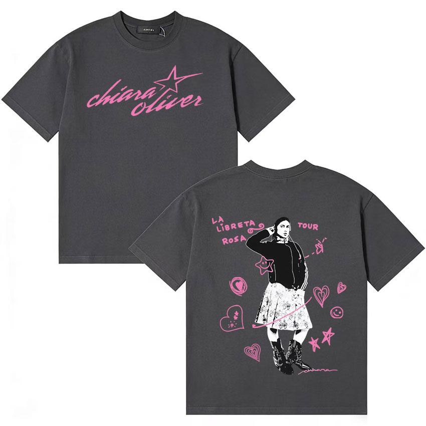 Singer Chiara Oliver Harajuku Graphics T Shirts Unisexs Womens Tshirt Hip Hop Casual High Quality Cotton Oversized T Shirts Unisex