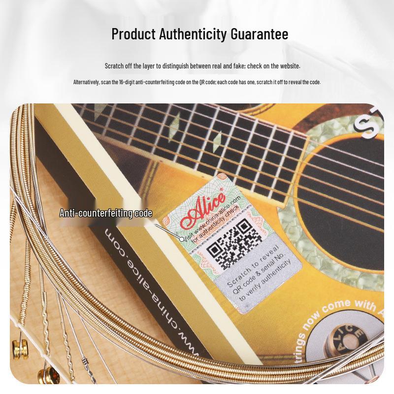 Corde per Chitarra Acustica Alice Folk - Set Completo da 6 (Corde 1ª, 2ª, 3ª come Singole)