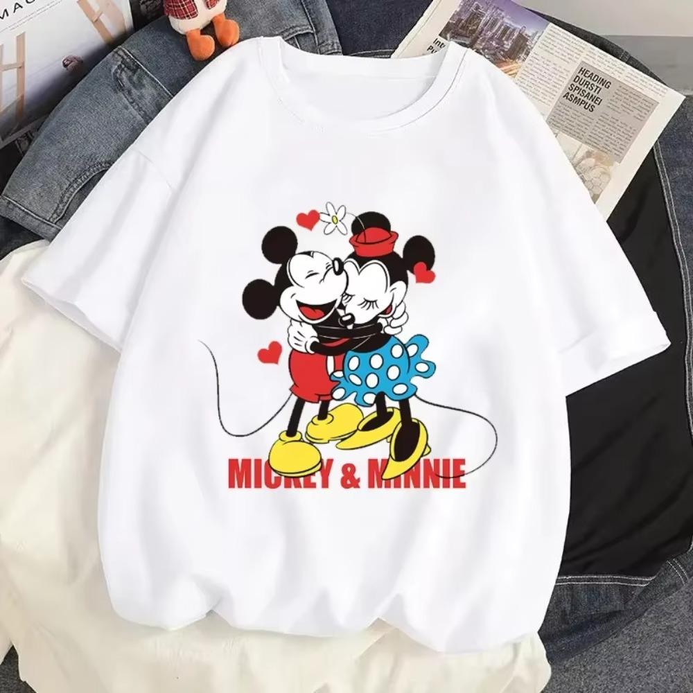 

Мультяшная графическая футболка Милый Микки Маус Минни Маус Принтованная футболка Летняя женская футболка с короткими рукавами Уличная одежда Футболка Топы XXXXXL белый