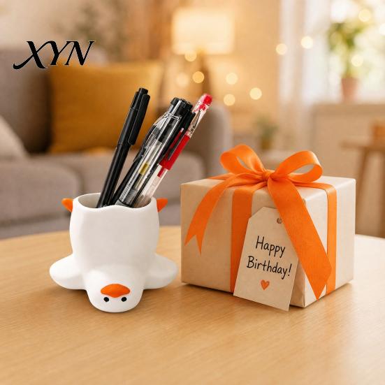 Creative Gift for Girls Upside Down Duck Pen Holder, 3D Printed Desk Organizer, Funny Holder Stationery Storage Office School,