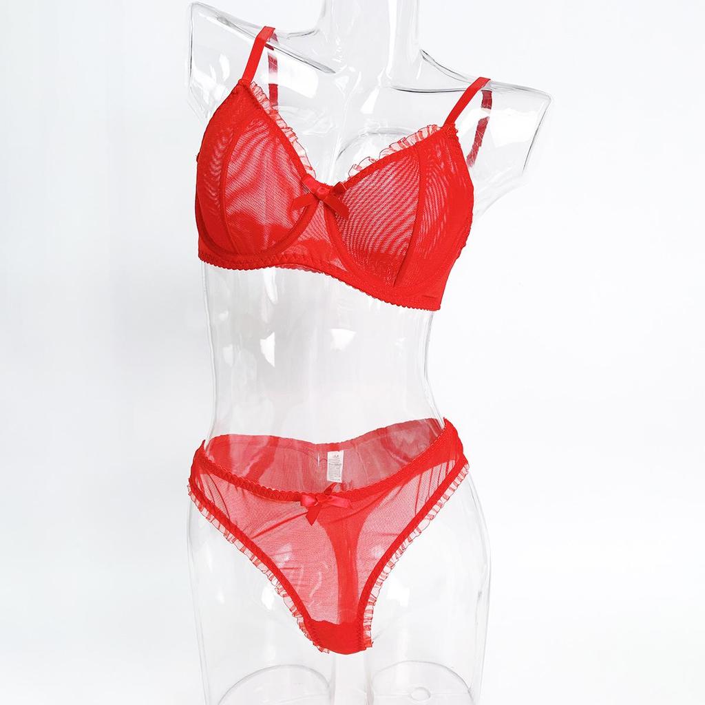 Ultra-Thin Mesh See-Through Lingerie Set - Minimizes Big Bust Appearance