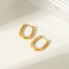 Minimalist geometric gold-plated stainless steel earrings, Ins style cool aesthetic titanium steel ear jewelry, fade-resistant
