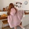 European and American Winter Plush Hooded Coat for Women - Plus Size, Loose Fit, Fluffy Fur Design.
