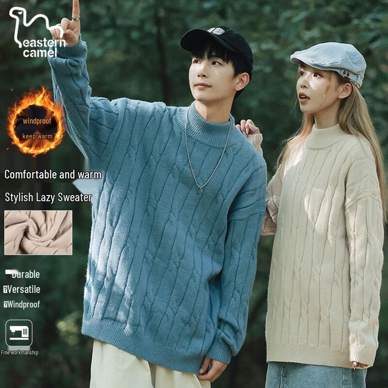 

EASTERN CAMEL Couple s Solid Color Semi-High Neck Knit Sweater XL