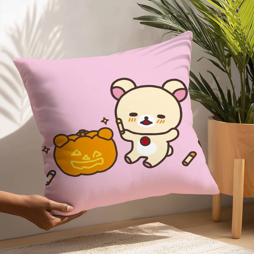 Cute Cartoon Rilakkuma Pillow Case Plush Fabric Soft  Pillowcase Double Sided Print Cushion Cover Household Gifts