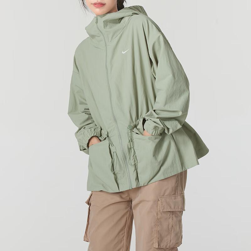 Nike Oversized hettejakke med glidelås, ensfarget, damejakker, grønn, FN3670-370