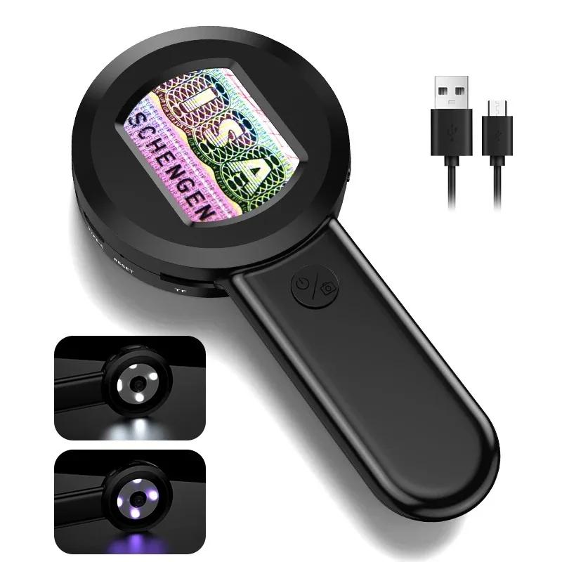 

2-дюймовый портативный цифровой микроскоп 100X HD портативный фотозарядный зум увеличительное стекло окна совместимы с 2 цветным режимом освещения