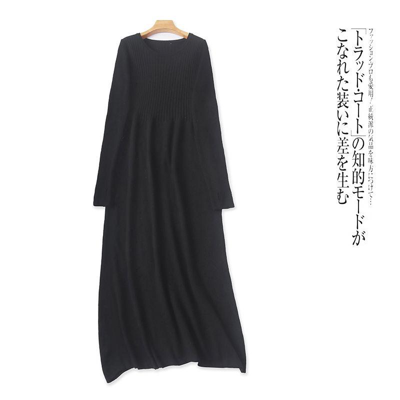 

Foreign Trade European and American Single Fashion Knitted Skirt Autumn New round Neck Stretch Slim fit Temperament Casual One piece Dress Women