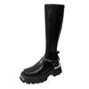 Fashion metal Punk Style Women Thigh High Boots Fashion Back Zippers Ladies Platform Flats Knight Knee High Boot Winter Thick Sole Shoes