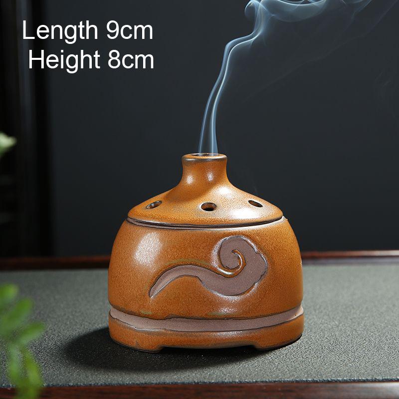Ceramic Incense Burner, Retro Style, Home Living Room Bedroom Indoor Sandalwood, Hall Offering Buddha Tea Ceremony Censer, 1Pc