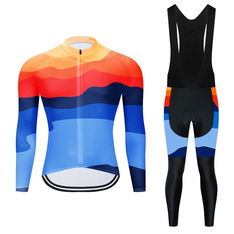 Men Women Cycling Long Sleeve Jersey Set Breathable Quick Dry Performance Wear Road Mountain Bike Riding