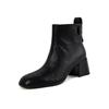 2024 New Boots Women Top Quality Genuine Leather Autumn Winter Boots Female Slip On Chelsea Boots Square High-heel Ankle Boots