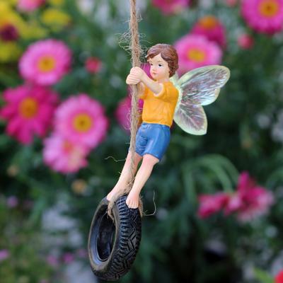 Swinging Tire Flower Fairy Resin Handicraft Courtyard Garden Decoration Pendant Bonsai Statue Home Living Room
