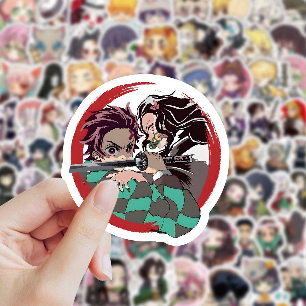 60 pegatinas de dibujos animados de personajes de anime Demon Slayer para decorar teléfonos móviles, agendas y otros artículos: calcomanías decorativas impermeables