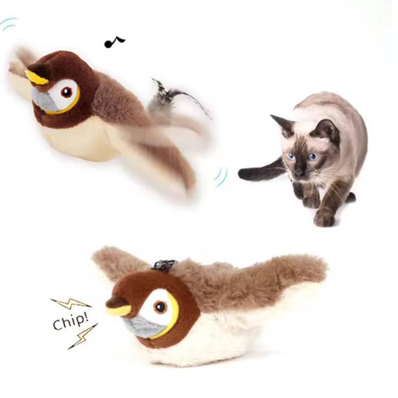 

Интерактивные игрушки для кошек Перезаряжаемая летающая птица Игрушка для кошек Щебечущая хлопающая птица(нет Летать) Можно добавить плюшевую игрушку с сенсорным управлением Catnip коричневый