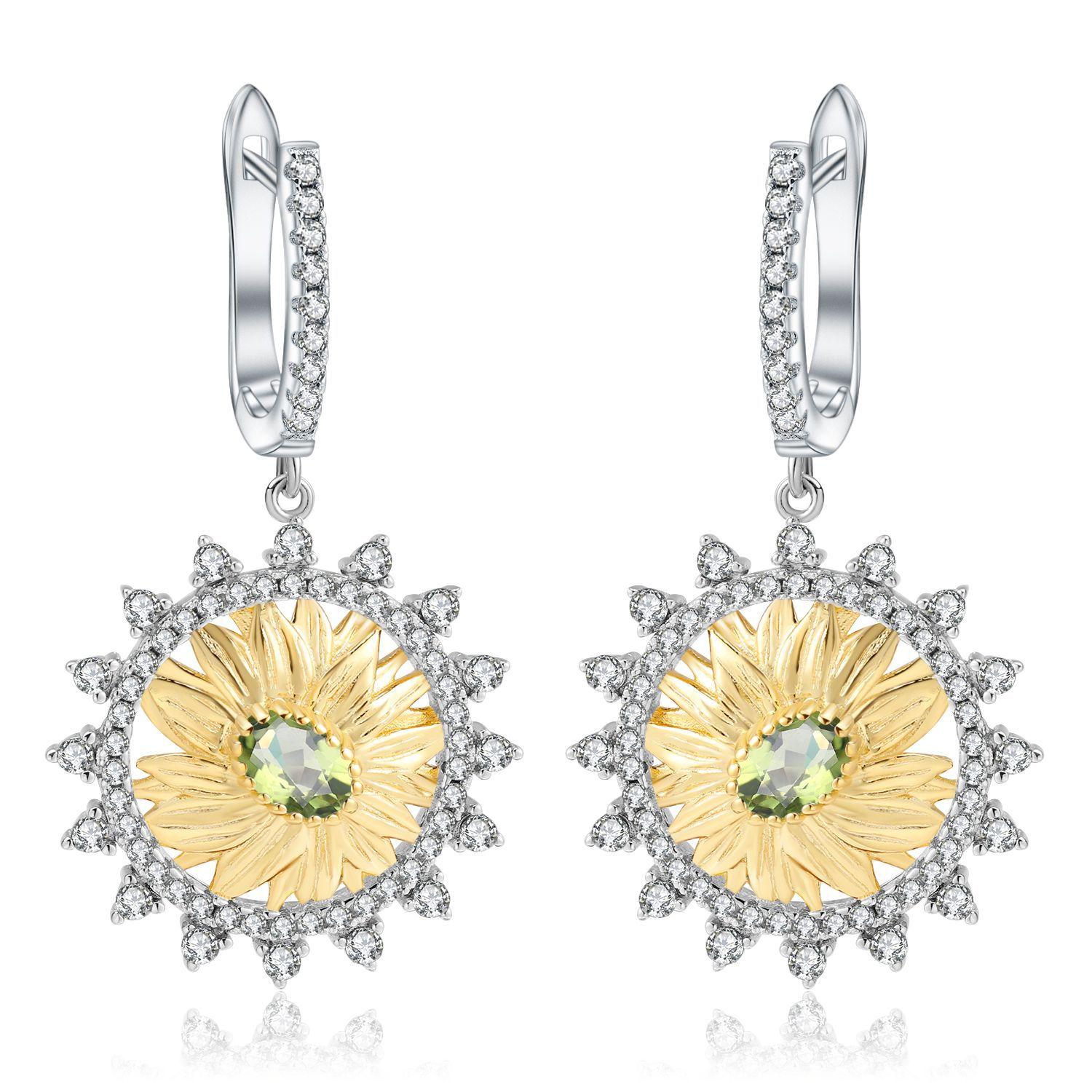 

Дизайнерські ювелірні сережки італійської майстерності, високоякісні сережки з натурального срібла S925 із натурального топазу