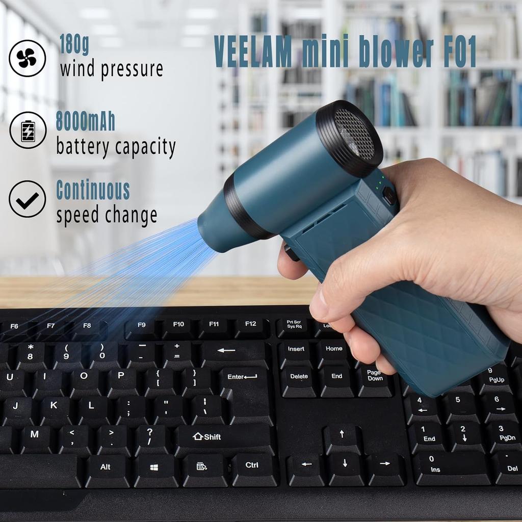 Electric Air Duster Mini Blower, 130000RPM Rechargeable Compressed Air Duster with Flashlight for Computer Keyboard Electronics Car Cleaning,