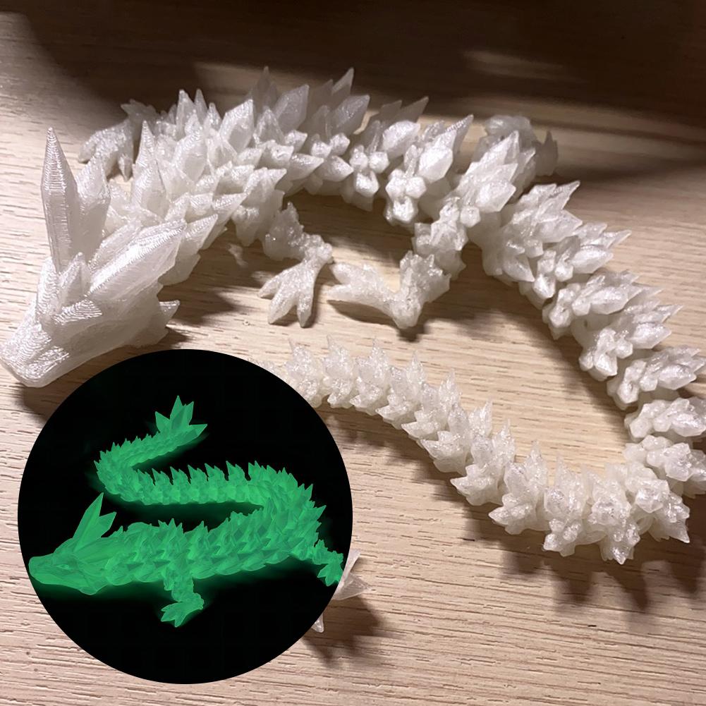 5pcs 3D Printed Crystal Dragon Articulated Dragon Fidget Toy Flexible Joints Dragon Figurine Birthday Gift for Boys