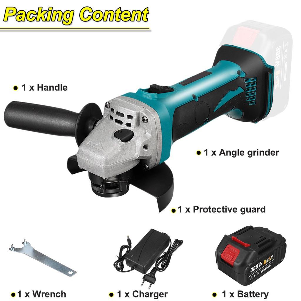 

125 мм Бесщеточная Аккумуляторная Электрическая Угловая Шлифмашина Машина Шлифовальный Деревообрабатывающий Электроинструмент для Аккумулятора 18 В 1*Battery