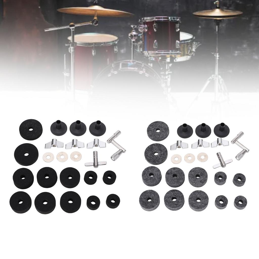23 Pieces Cymbal Replacement Accessories Non Slip 2.5cm 4cm 5cm Felt Pads Drum Cymbal Sleeves Nuts W