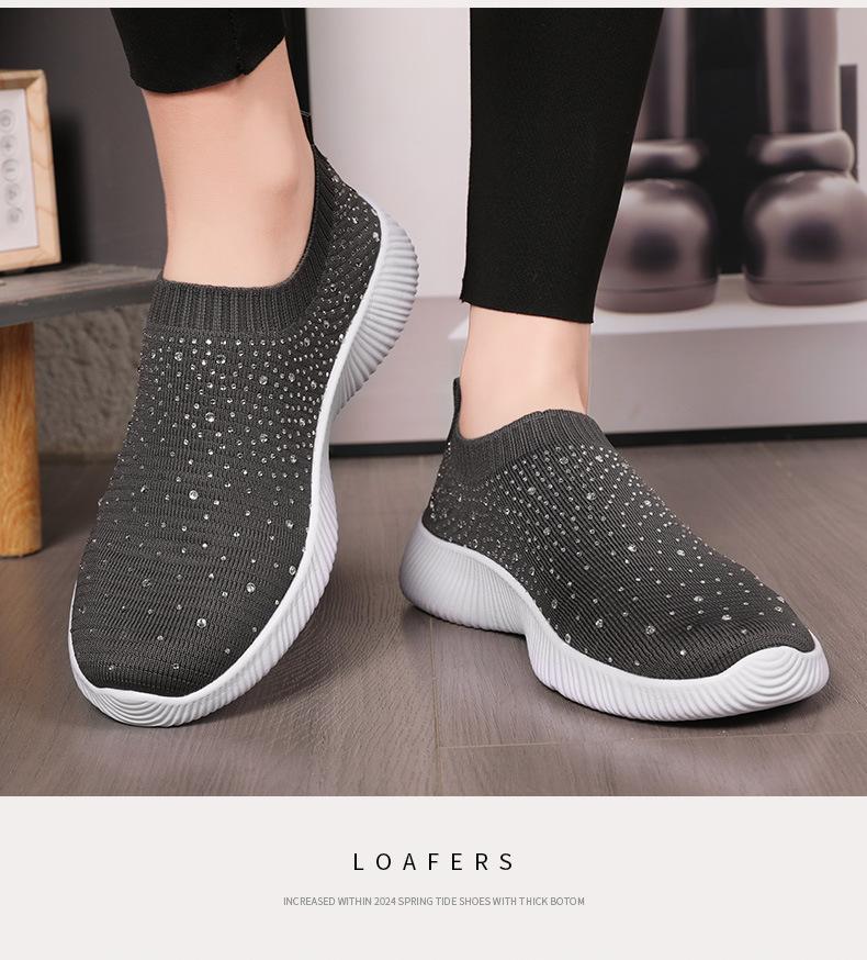 

Большой размер весна и осень новая мода повседневный суп бриллиант летающее плетение женский спортивный стиль уличная повседневная женская обувь 42 серый