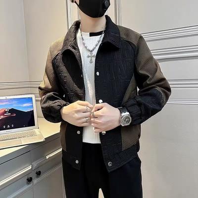 Men's Spring and Autumn Splicing Lapel Slim Jacket Long-sleeved Temperament Color Collision Jacket