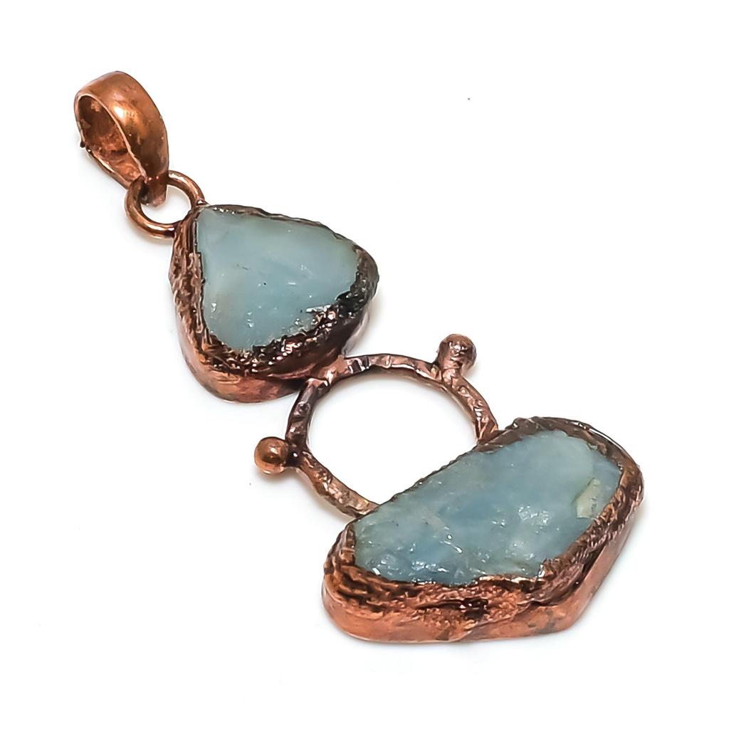 Aquamarine Copper Electroformed Pendant, Handmade Gemstone Pendant Jewelry, Gifts For Wife Brand New Pendant