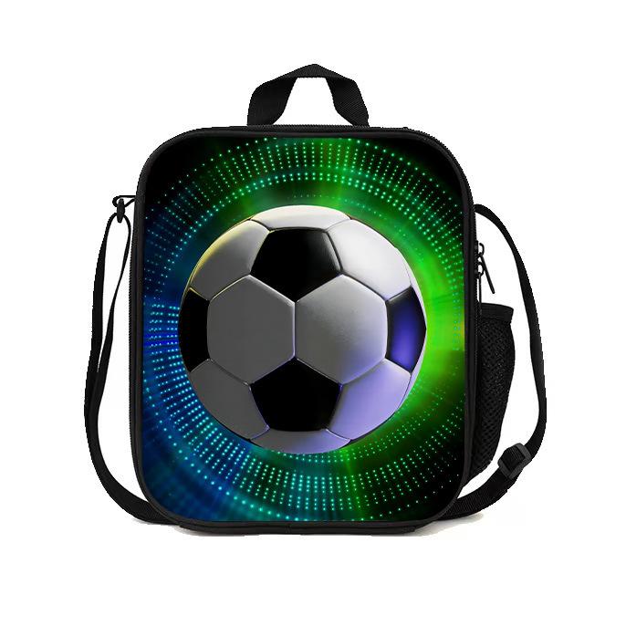 Football Basketball Pattern Children'S Lunch Bag Elementary School Lunch Box Bag Fashion Trend Boys' Lunch Bag