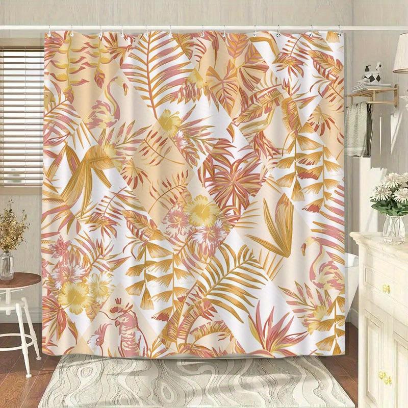 

Tropical Leaf Pattern Shower Curtain, Polyester Fabric, Machine Washable, With Hooks, Suitable For Bathroom Dcor. W60H190(CM)-1 Pcs