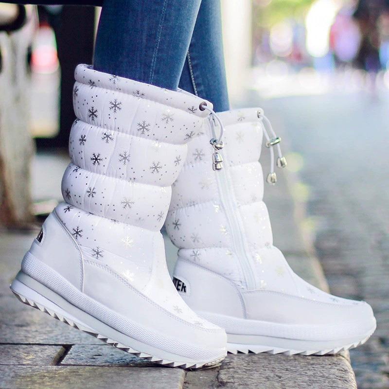 2025 Women's Snow Boots Winter Plush Warm Cotton Shoes Outdoor Non-slip Platform Boots Women's Mid-calf Cotton Boots Botas Mujer