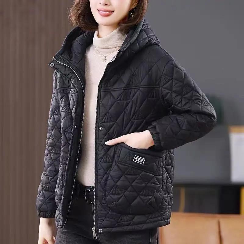 Women's Winter Loose Casual Parka Coat Middle-aged Mother Comfortable Long Sleeve Hooded Jacket