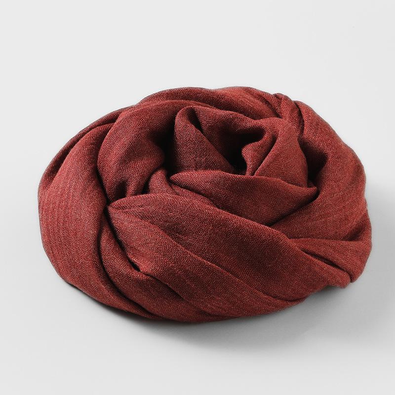 Women's Cotton Linen Artistic Solid Color Silk Scarf, Sun Protection Beach Neck Scarf, Japanese Style Long Gauze Scarf