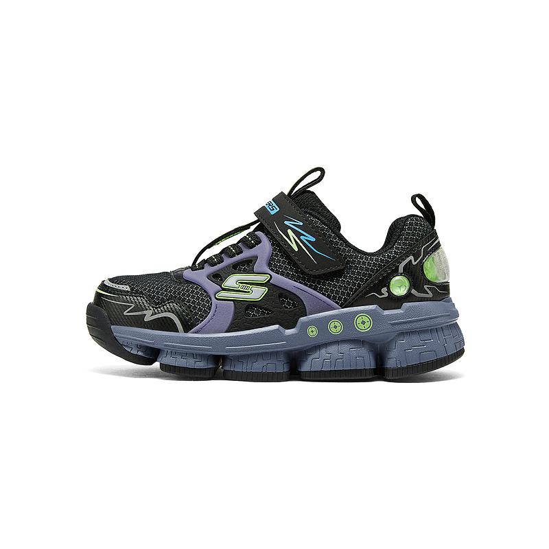 Skechers Kids Boys Comfortable Niche Non-Slip Wear-Resistant Breathable Low-Top Training Shoes Kids sneaker Black Green 407117L-BKGR 27.5