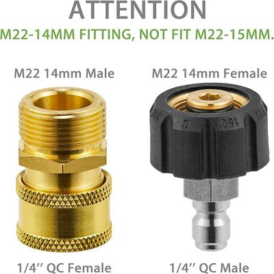 New 1 Pair of M22 14mm Female To 1/4" Male Quick Connect Adapter for Pressure Washer