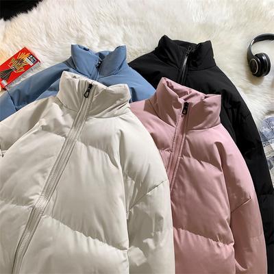 Men's Autumn and Winter New Black Stand-up Collar Piled Thickened Cold-proof and Warm Youth Cotton-padded Clothes