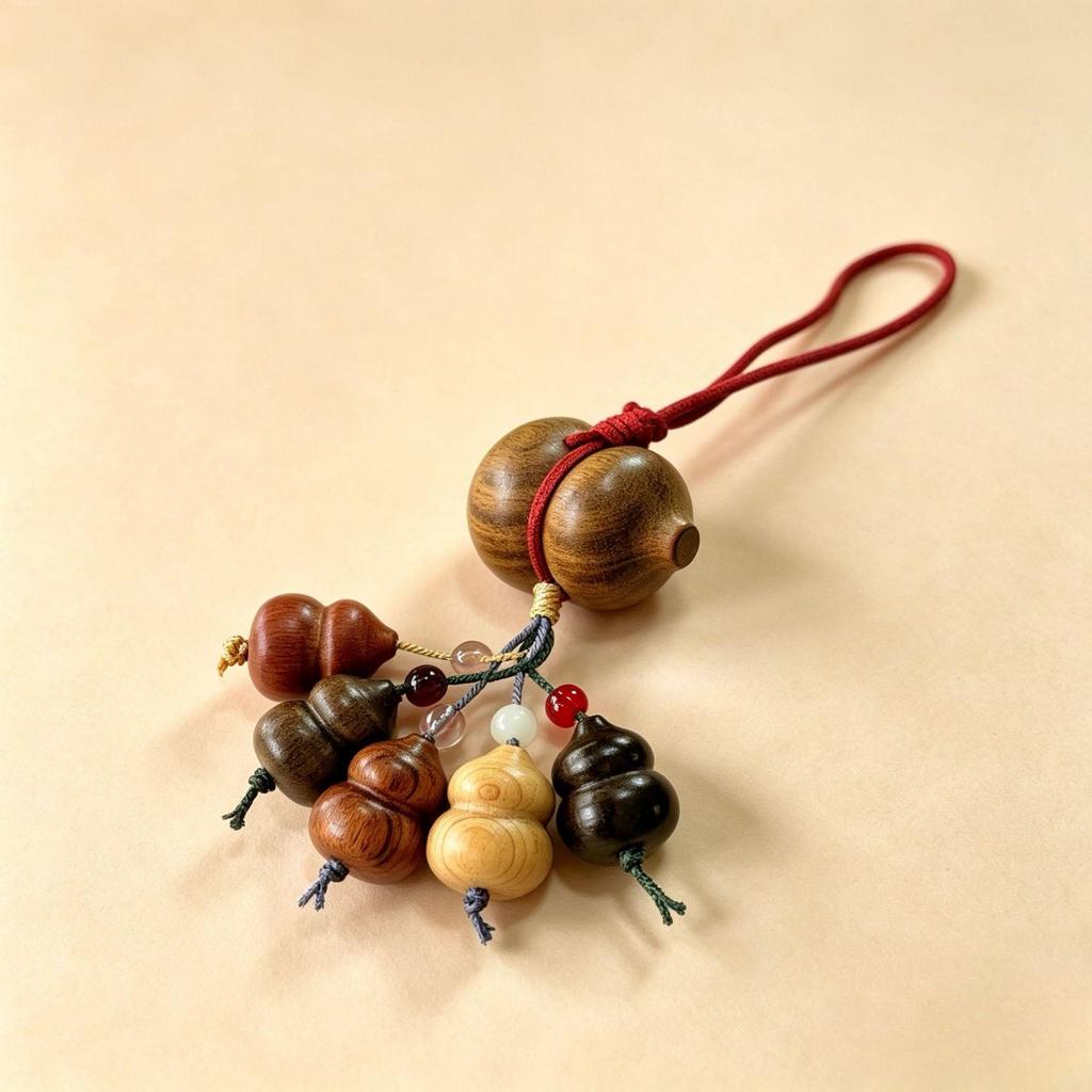 Wooden Fu Lu Treasure Gourd Car Pendant Ornament