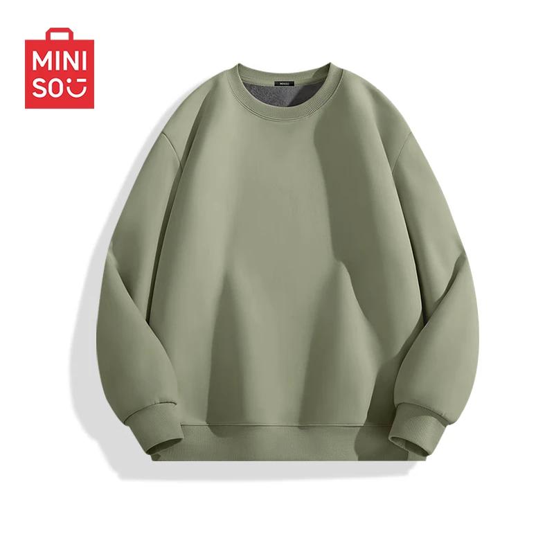 MINISO Men's Fleece-Lined Crewneck Sweatshirt