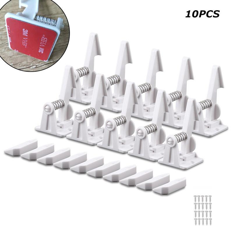 

Kids 10pcs Baby Safety Lock Protector Kitchen Cabinet Door Drawer Catch Cupboard White Red Gum